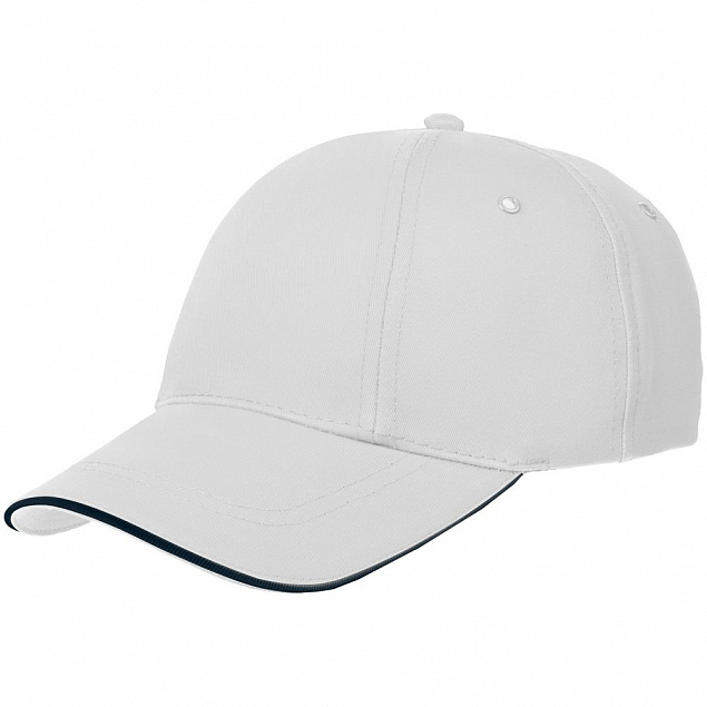 Бейсболка Canopy, белая с темно-синим кантом с логотипом  заказать по выгодной цене в кибермаркете AvroraStore