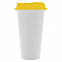 Стакан с крышкой Color Cap White, белый с желтым с логотипом  заказать по выгодной цене в кибермаркете AvroraStore