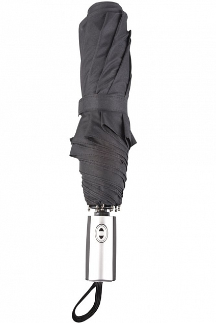 Зонт складной Fiber, черный с логотипом  заказать по выгодной цене в кибермаркете AvroraStore
