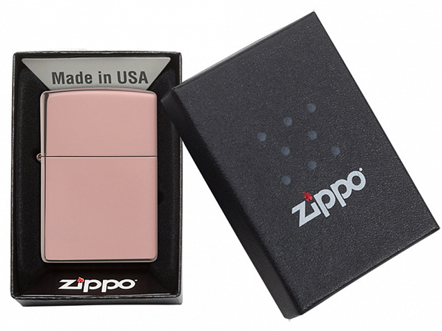 Зажигалка ZIPPO Classic с покрытием High Polish Rose Gold с логотипом  заказать по выгодной цене в кибермаркете AvroraStore