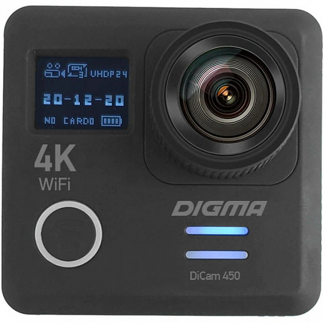 Экшн-камера Digma DiCam 450, черная с логотипом  заказать по выгодной цене в кибермаркете AvroraStore