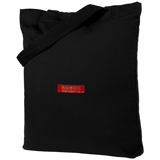 Холщовая сумка «100% Новый год», черная с логотипом  заказать по выгодной цене в кибермаркете AvroraStore