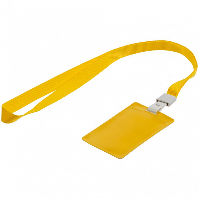 Карман для бейджа с лентой Staff, желтый с логотипом  заказать по выгодной цене в кибермаркете AvroraStore