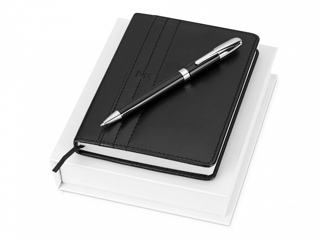 Набор: дизайнерский блокнот А6, шариковая ручка с логотипом  заказать по выгодной цене в кибермаркете AvroraStore