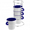 Набор кружек Inset с подставкой, синий с логотипом  заказать по выгодной цене в кибермаркете AvroraStore