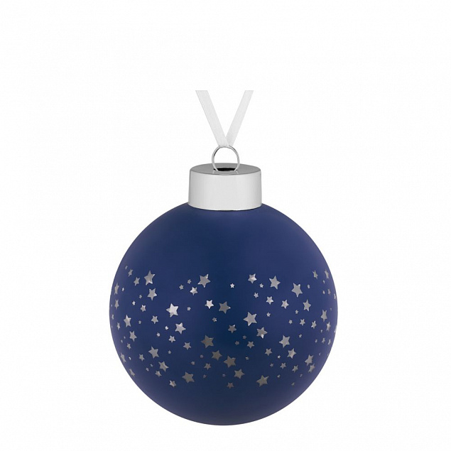 Елочный шар Stars, 8 см, синий с логотипом  заказать по выгодной цене в кибермаркете AvroraStore