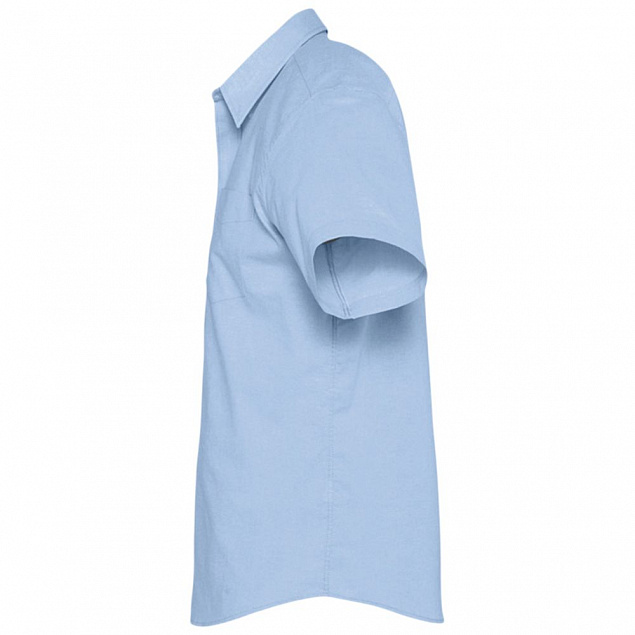Рубашка мужская с коротким рукавом Brisbane, голубая с логотипом  заказать по выгодной цене в кибермаркете AvroraStore
