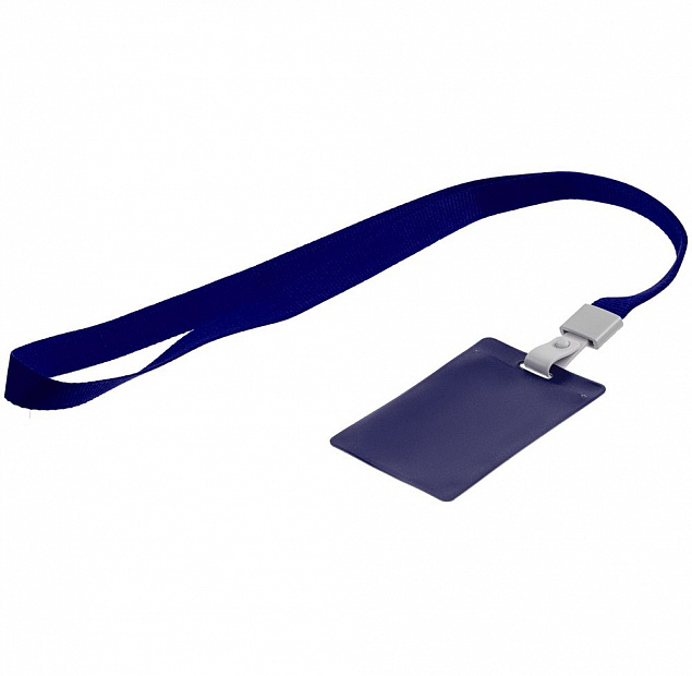 Карман для бейджа с лентой Staff, синий с логотипом  заказать по выгодной цене в кибермаркете AvroraStore