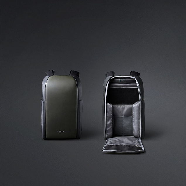 Рюкзак FlipPack, черный с зеленым с логотипом  заказать по выгодной цене в кибермаркете AvroraStore