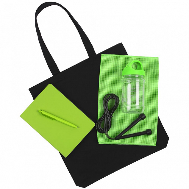 Набор Workout, зеленый с логотипом  заказать по выгодной цене в кибермаркете AvroraStore