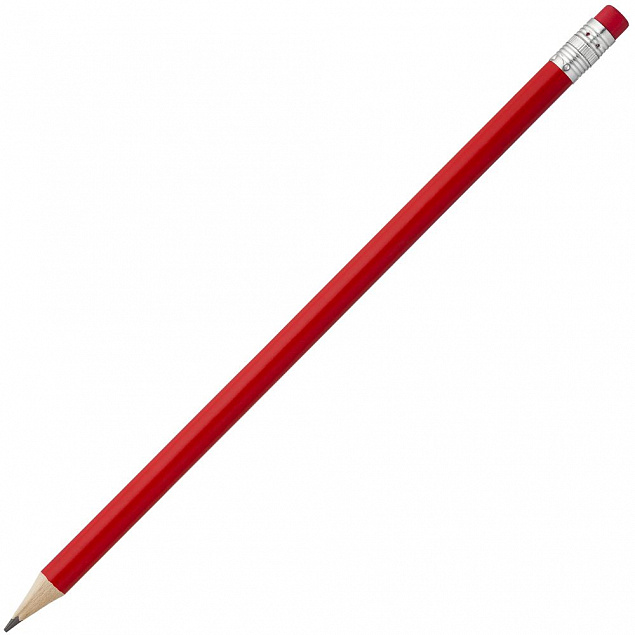 Карандаш простой Hand Friend с ластиком, красный с логотипом  заказать по выгодной цене в кибермаркете AvroraStore