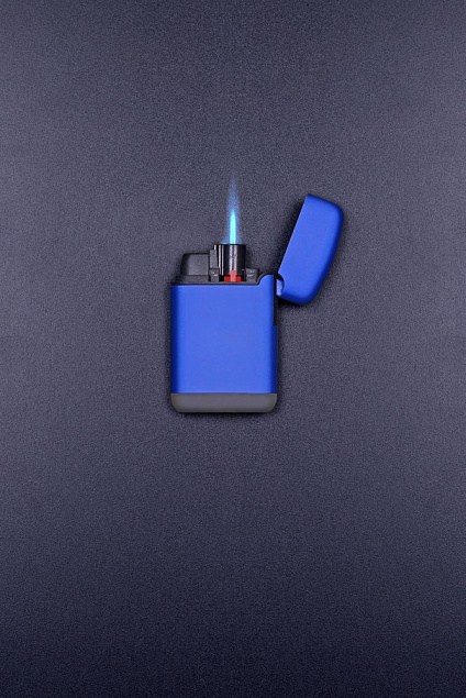 Зажигалка Zenga, турбо, многоразовая, синяя с логотипом  заказать по выгодной цене в кибермаркете AvroraStore