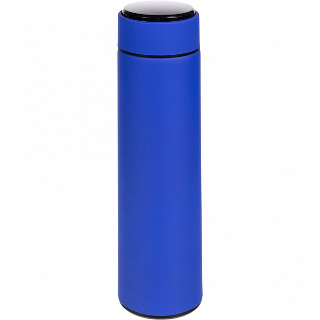 Смарт-бутылка с заменяемой батарейкой Long Therm Soft Touch, синяя с логотипом  заказать по выгодной цене в кибермаркете AvroraStore
