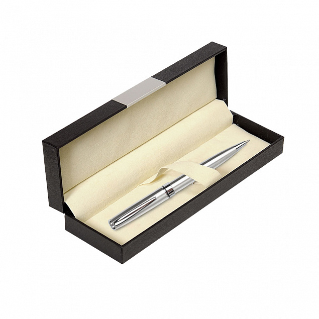 Набор ручка Tesoro c футляром, серебряный, черный с логотипом  заказать по выгодной цене в кибермаркете AvroraStore