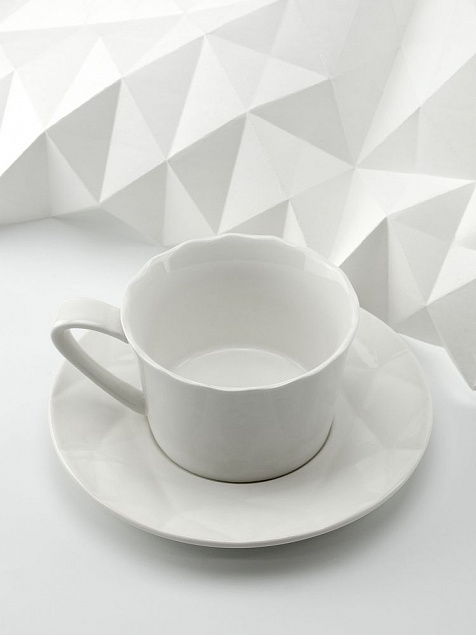 Чайная пара Diamante Bianco, белая с логотипом  заказать по выгодной цене в кибермаркете AvroraStore
