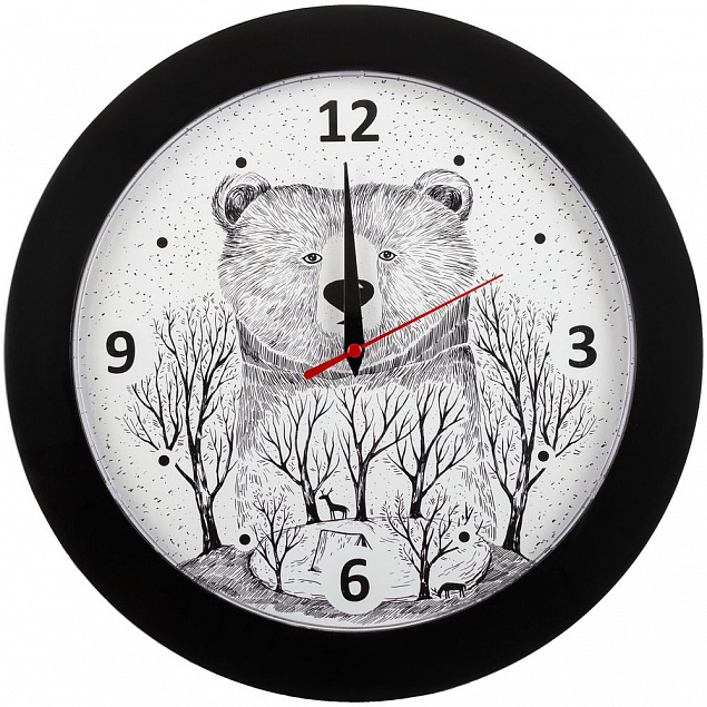Часы настенные Bear, черные с логотипом  заказать по выгодной цене в кибермаркете AvroraStore