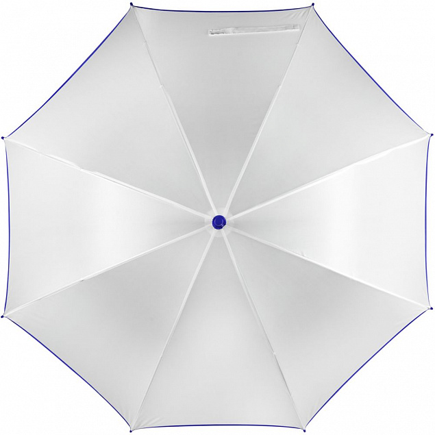 Зонт-трость Unit White, белый с синим с логотипом  заказать по выгодной цене в кибермаркете AvroraStore