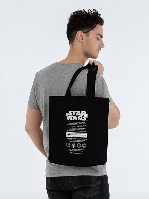 Холщовая сумка Star Wars Care Label, черная с логотипом  заказать по выгодной цене в кибермаркете AvroraStore