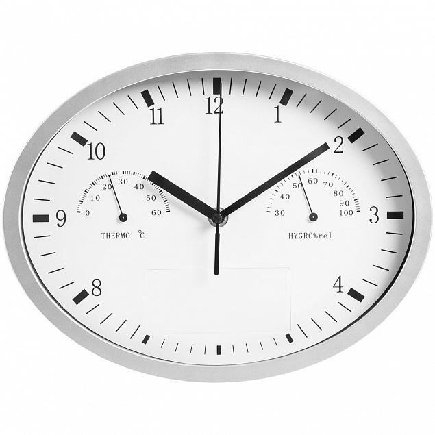 Часы настенные, INSERT3 с термометром и гигрометром, белые с логотипом  заказать по выгодной цене в кибермаркете AvroraStore