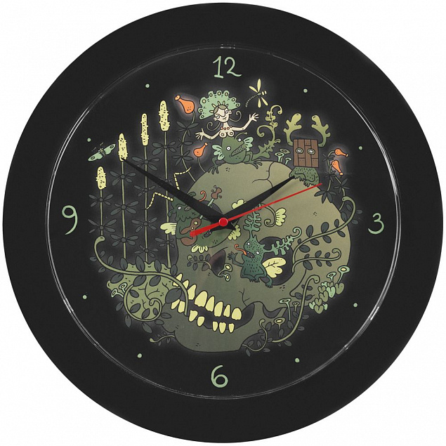 Часы настенные «Серенада», черные с логотипом  заказать по выгодной цене в кибермаркете AvroraStore