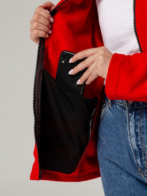 Куртка флисовая унисекс Manakin, красная с логотипом  заказать по выгодной цене в кибермаркете AvroraStore
