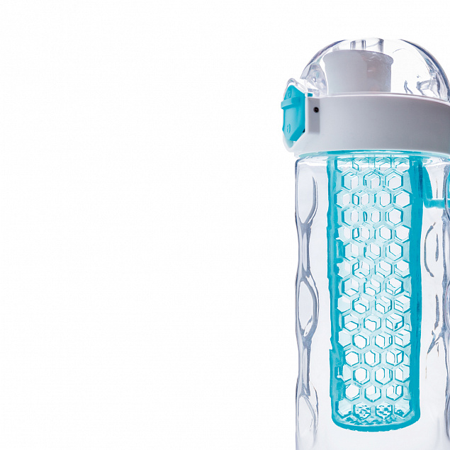 Герметичная бутылка для воды с контейнером для фруктов Honeycomb, бирюзовый с логотипом  заказать по выгодной цене в кибермаркете AvroraStore