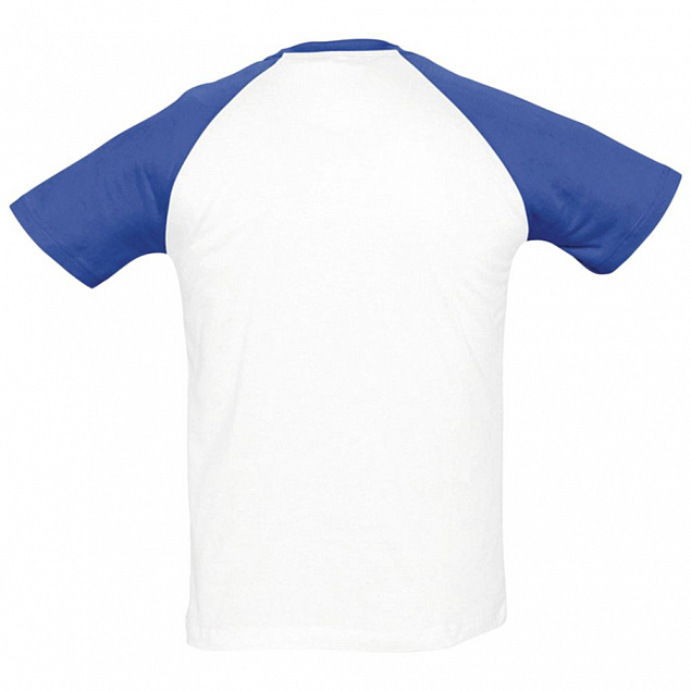 Футболка мужская двухцветная FUNKY 150, белая с ярко-синим с логотипом  заказать по выгодной цене в кибермаркете AvroraStore