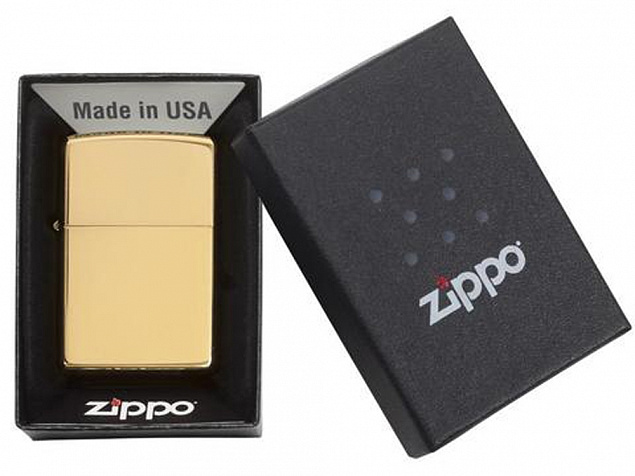 Зажигалка ZIPPO Classic с покрытием High Polish Brass с логотипом  заказать по выгодной цене в кибермаркете AvroraStore