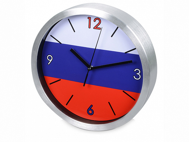 Часы настенные "Российский флаг" с логотипом  заказать по выгодной цене в кибермаркете AvroraStore