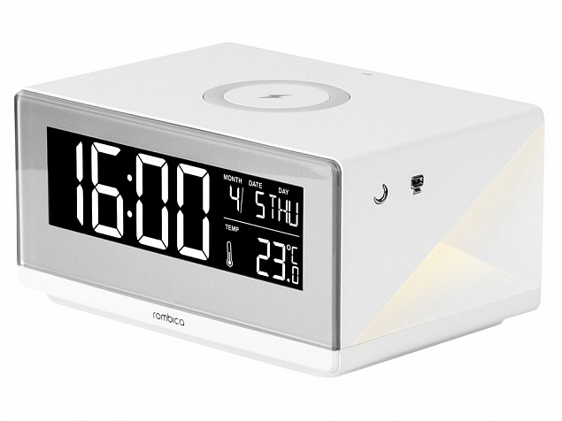 Часы с беспроводным зарядным устройством Timebox 2 с логотипом  заказать по выгодной цене в кибермаркете AvroraStore