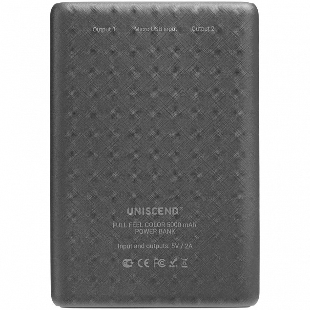 Внешний аккумулятор Uniscend Full Feel Color 5000 mAh, серый с логотипом  заказать по выгодной цене в кибермаркете AvroraStore
