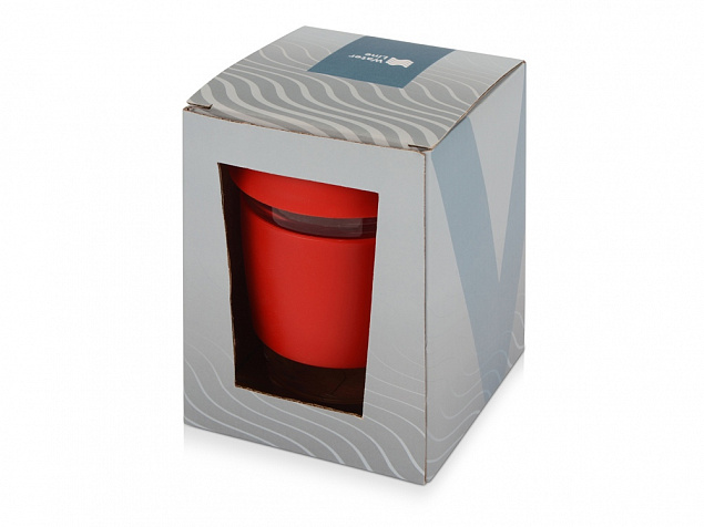 Стеклянный стакан с силиконовой крышкой и манжетой Monday с логотипом  заказать по выгодной цене в кибермаркете AvroraStore