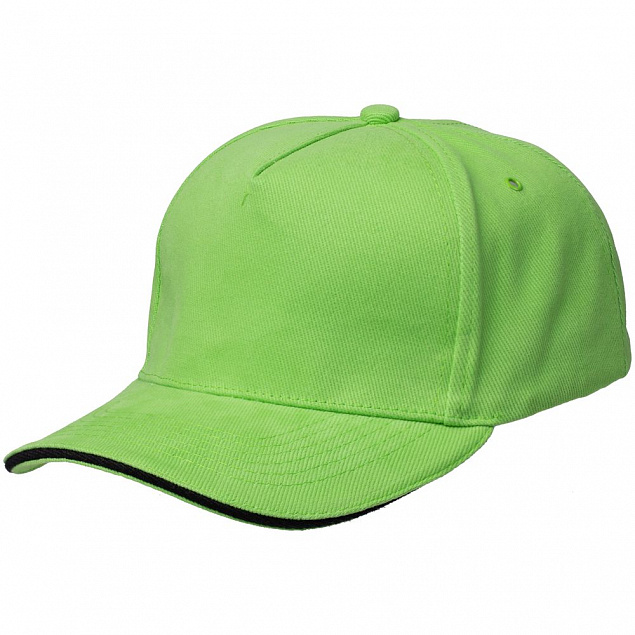 Бейсболка Unit Classic, зеленое яблоко с черным кантом с логотипом  заказать по выгодной цене в кибермаркете AvroraStore