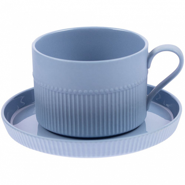 Чайная пара Pastello Moderno, голубая с логотипом  заказать по выгодной цене в кибермаркете AvroraStore