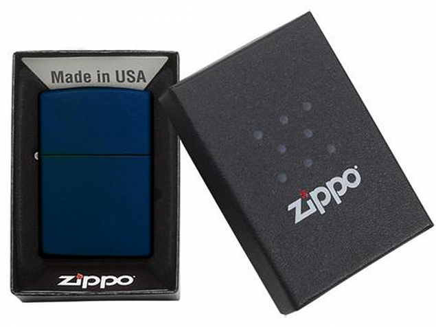 Зажигалка ZIPPO Classic с покрытием Navy Matte с логотипом  заказать по выгодной цене в кибермаркете AvroraStore