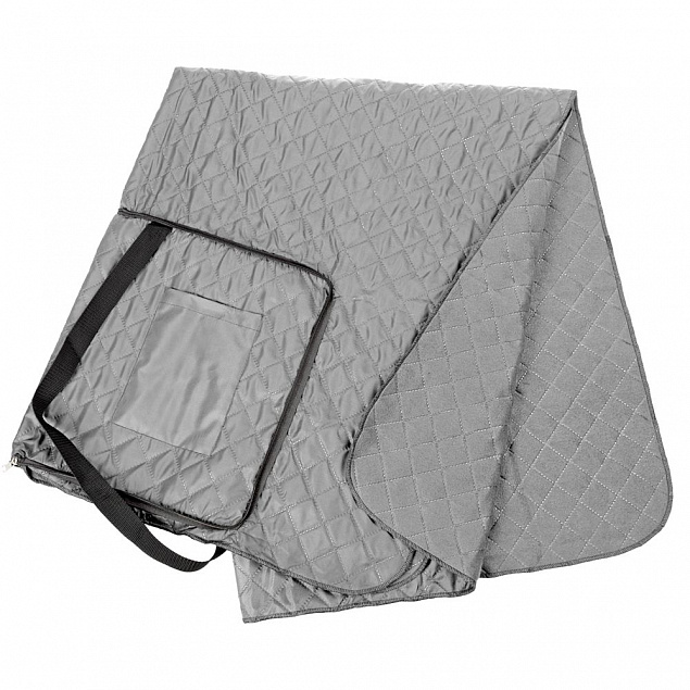 Плед для пикника Soft & Dry, серый с логотипом  заказать по выгодной цене в кибермаркете AvroraStore