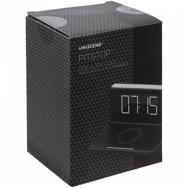 Часы настольные с беспроводным зарядным устройством Pitstop, белые с логотипом  заказать по выгодной цене в кибермаркете AvroraStore