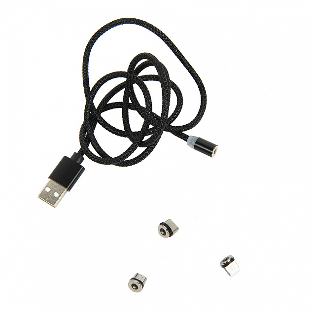 Провод для зарядки SNAP со сменными разъемами на магните Micro USB/Lighting/Type C с логотипом  заказать по выгодной цене в кибермаркете AvroraStore