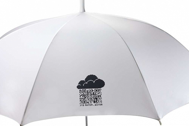 Зонт-трость Promo, белый с логотипом  заказать по выгодной цене в кибермаркете AvroraStore