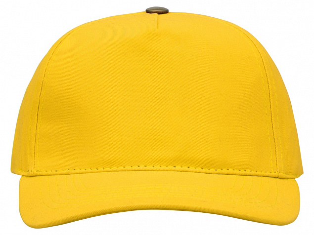 Бейсболка New York  5-ти панельная  с металлической застежкой и фурнитурой, желтый с логотипом  заказать по выгодной цене в кибермаркете AvroraStore
