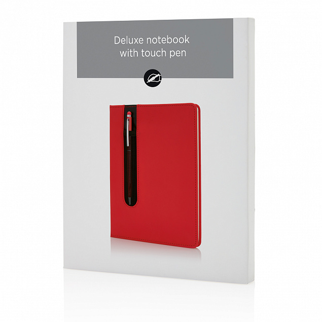 Блокнот для записей Deluxe формата A5 и ручка-стилус с логотипом  заказать по выгодной цене в кибермаркете AvroraStore