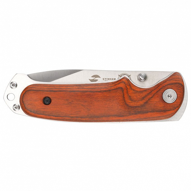 Складной нож Stinger 8236, коричневый с логотипом  заказать по выгодной цене в кибермаркете AvroraStore