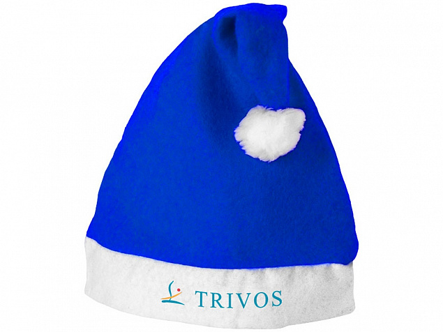 Новогодняя шапка, ярко-синий/белый с логотипом  заказать по выгодной цене в кибермаркете AvroraStore
