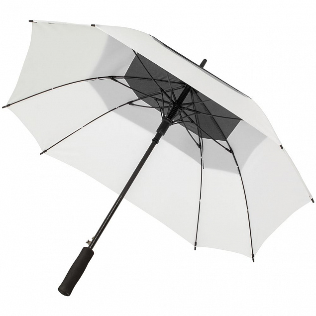 Квадратный зонт-трость Octagon, черный с белым с логотипом  заказать по выгодной цене в кибермаркете AvroraStore