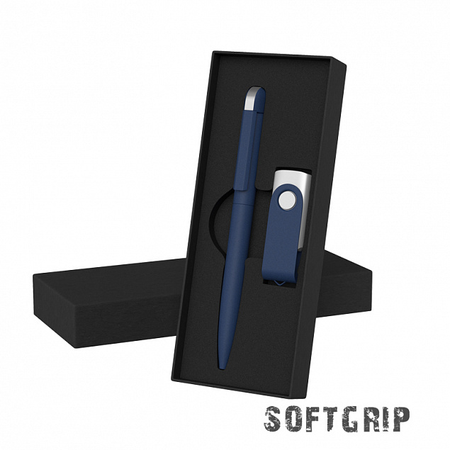 Набор ручка + флеш-карта 8 Гб в футляре, покрытие softgrip с логотипом  заказать по выгодной цене в кибермаркете AvroraStore