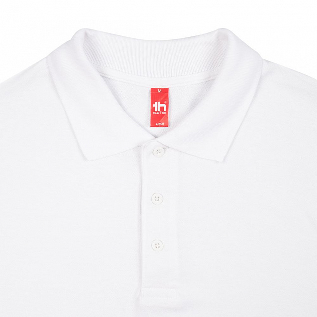 Рубашка поло мужская Adam, белая с логотипом  заказать по выгодной цене в кибермаркете AvroraStore