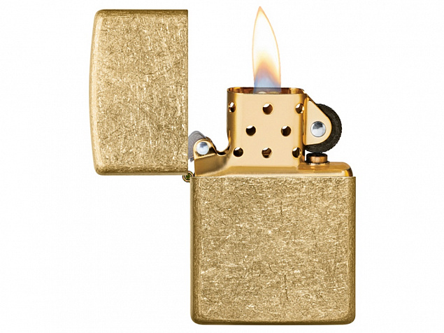 Зажигалка ZIPPO Classic с покрытием Tumbled Brass с логотипом  заказать по выгодной цене в кибермаркете AvroraStore