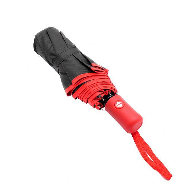 Противоштормовой автоматический зонт Line, красный с логотипом  заказать по выгодной цене в кибермаркете AvroraStore