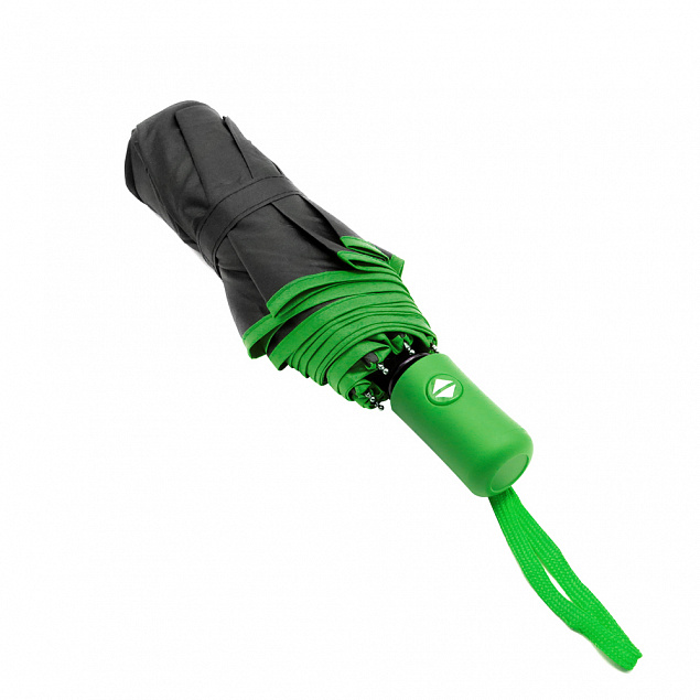 Противоштормовой автоматический зонт Line, зеленый с логотипом  заказать по выгодной цене в кибермаркете AvroraStore