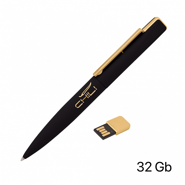 Ручка шариковая "Callisto" с флеш-картой 32GB, покрытие soft touch с логотипом  заказать по выгодной цене в кибермаркете AvroraStore